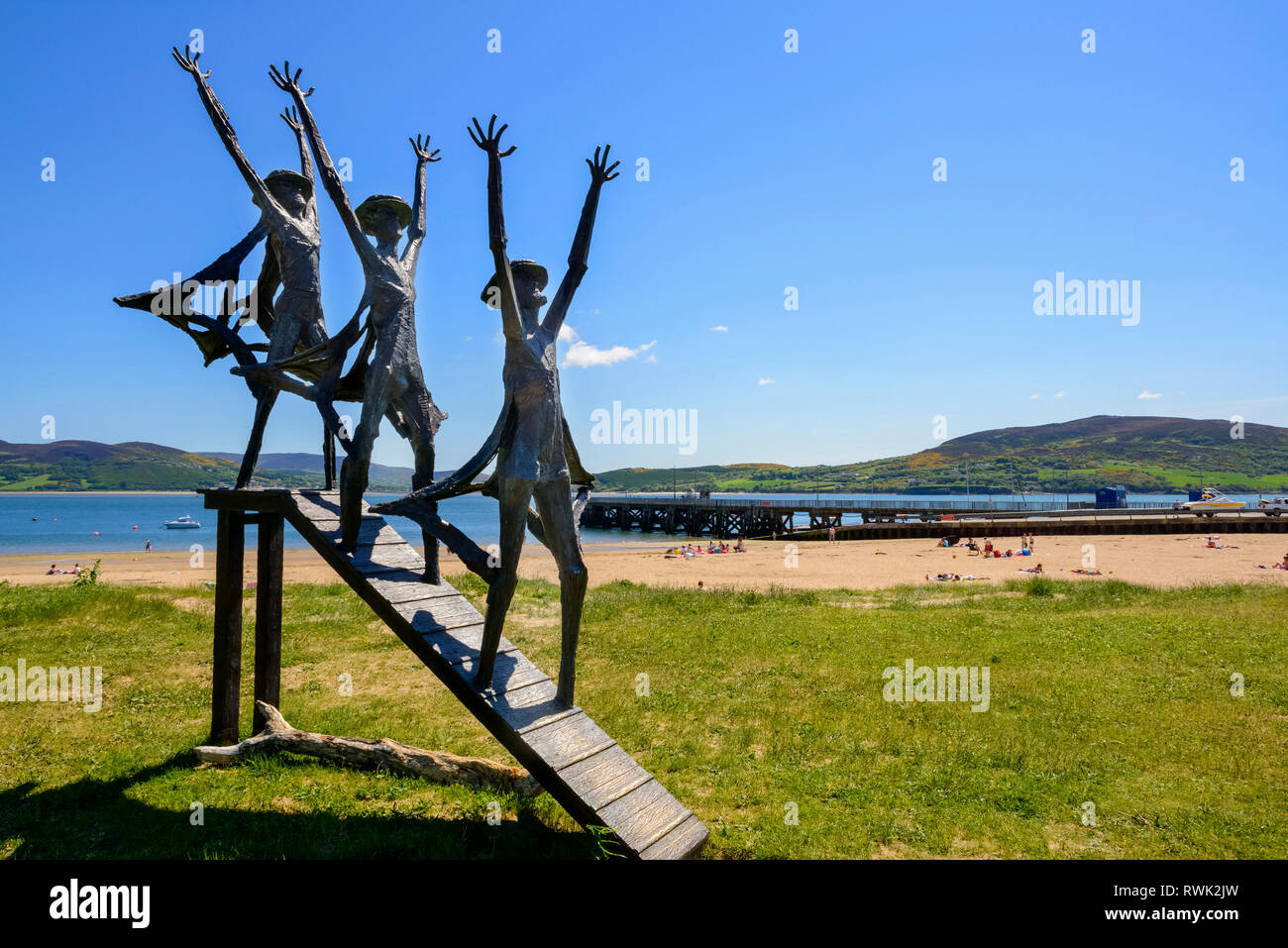 Flug der Grafen Skulptur; Rathmullan, County Donegal, Irland Stockfoto