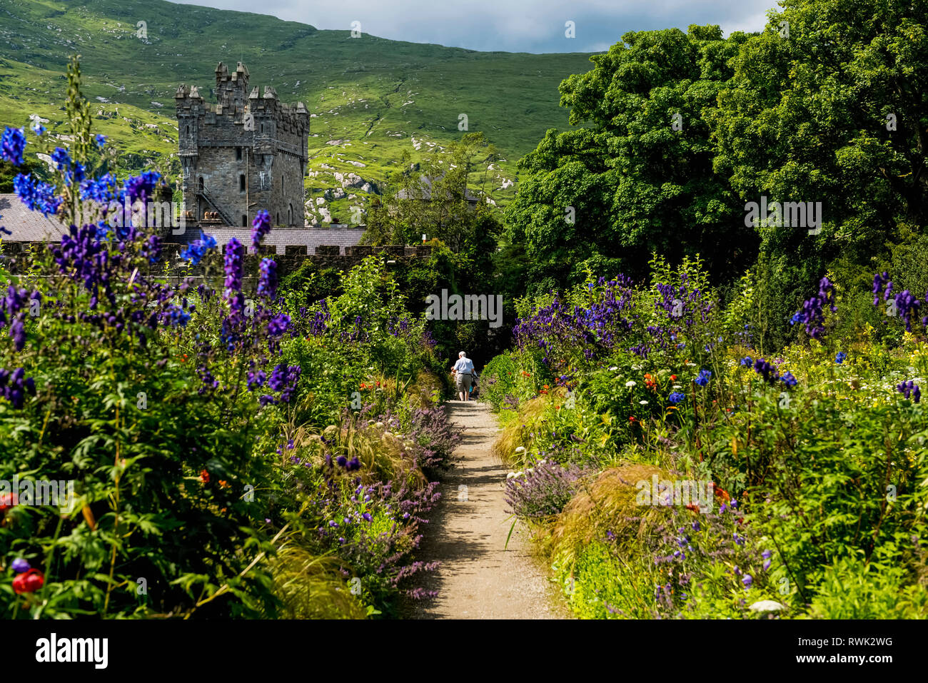 Schloss und Gärten im Glenveagh National Park; im County Donegal, Irland Stockfoto