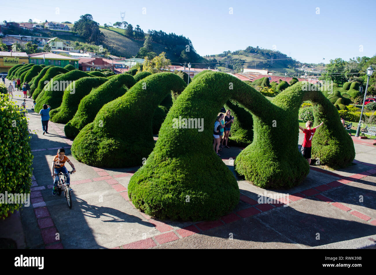 Berühmte Formschnitt Garten von Don Evangelista Blanco in Parque Francisco Alvarado in Costa Rica Stockfoto