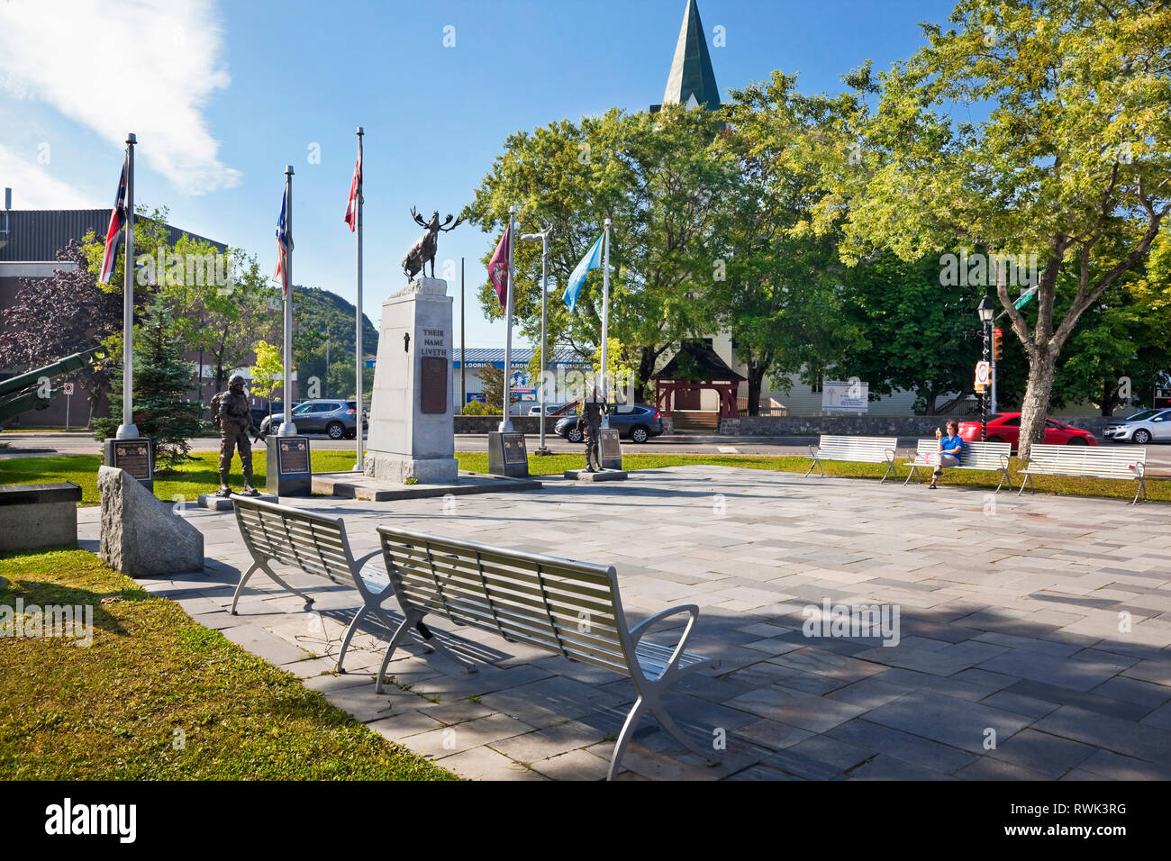Afghanistan-Iraq Kriegerdenkmal an der City Hall Plaza in Corner Brook, Neufundland, Kanada Stockfoto