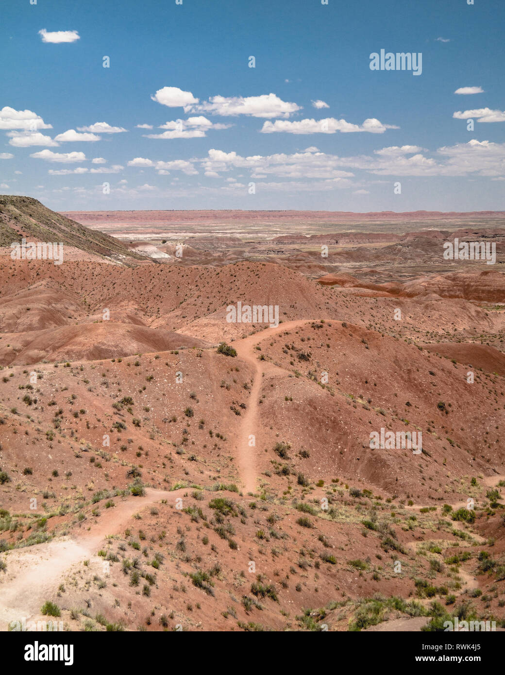 Einen Schuß von der Painted Desert, auf den letzten Jahren Reise in Richtung des Grand Canyon. Stockfoto