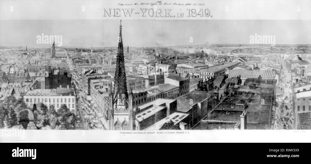 Druck von New York City im 19. Jahrhundert Stockfoto