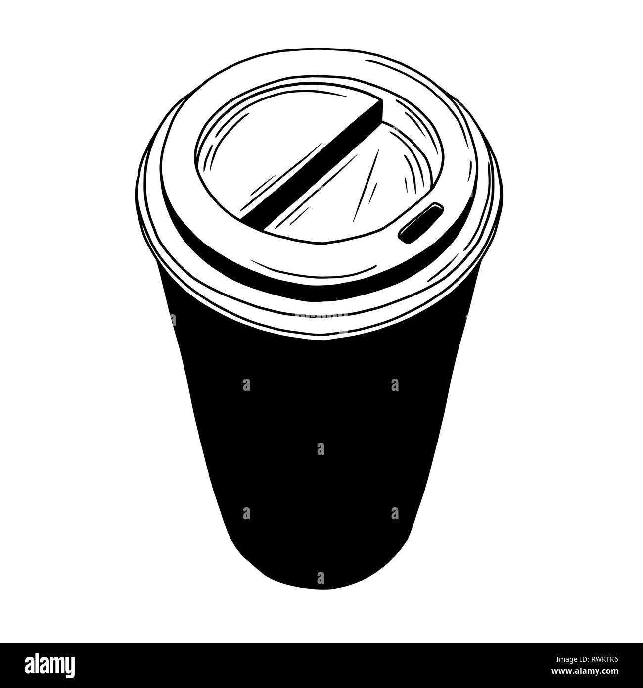 Skizze für eine Tasse Kaffee. Vector Illustration einer Skizze Stil. Stock Vektor
