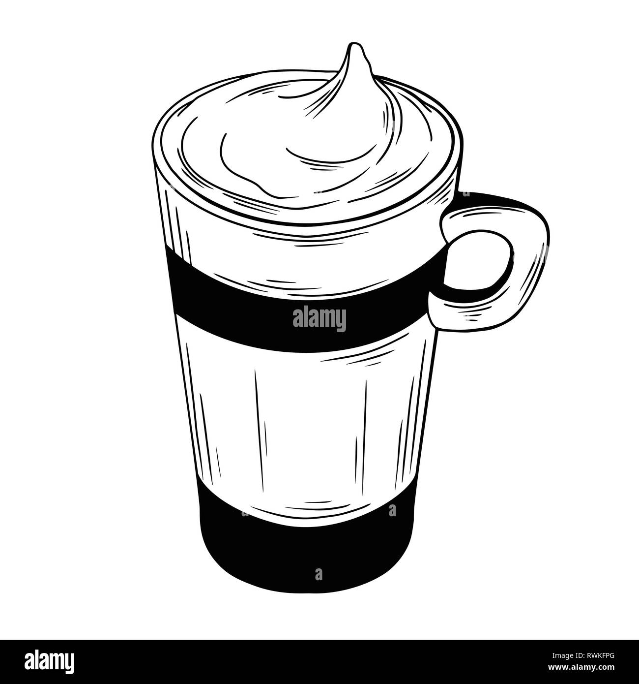 Kaffee Cocktail auf weißem Hintergrund. Vector Illustration einer Skizze Stil. Stock Vektor