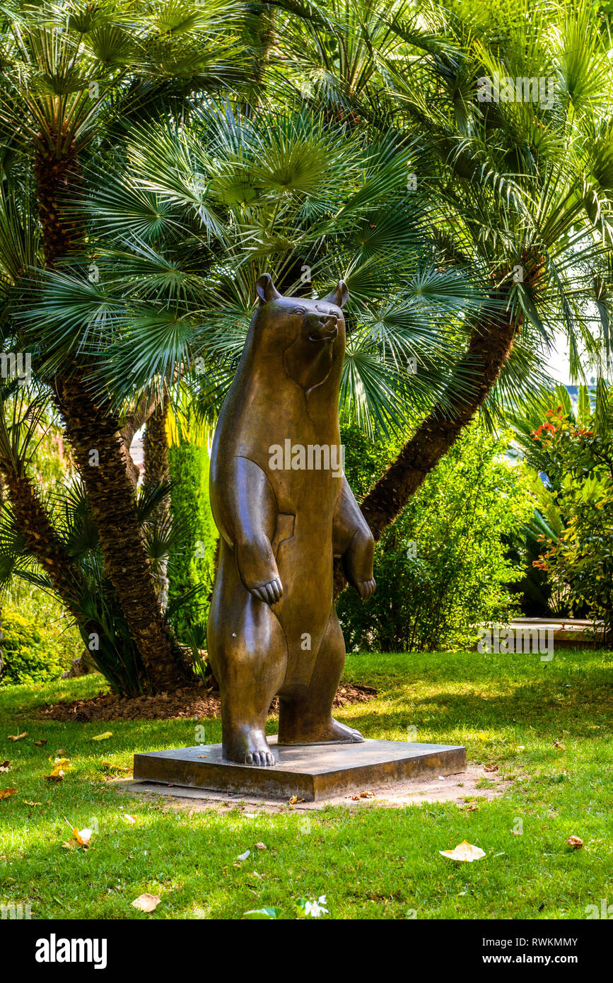 Bär Skulptur in Fontvielle, Monte-Carlo, Monaco, Cote d'Azur, Côte d'Azur. Stockfoto