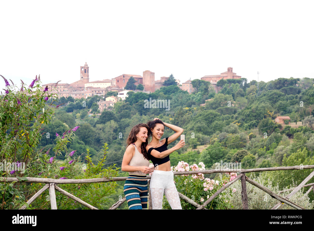 Freunde von selfie, Città della Pieve, Umbrien, Italien Stockfoto