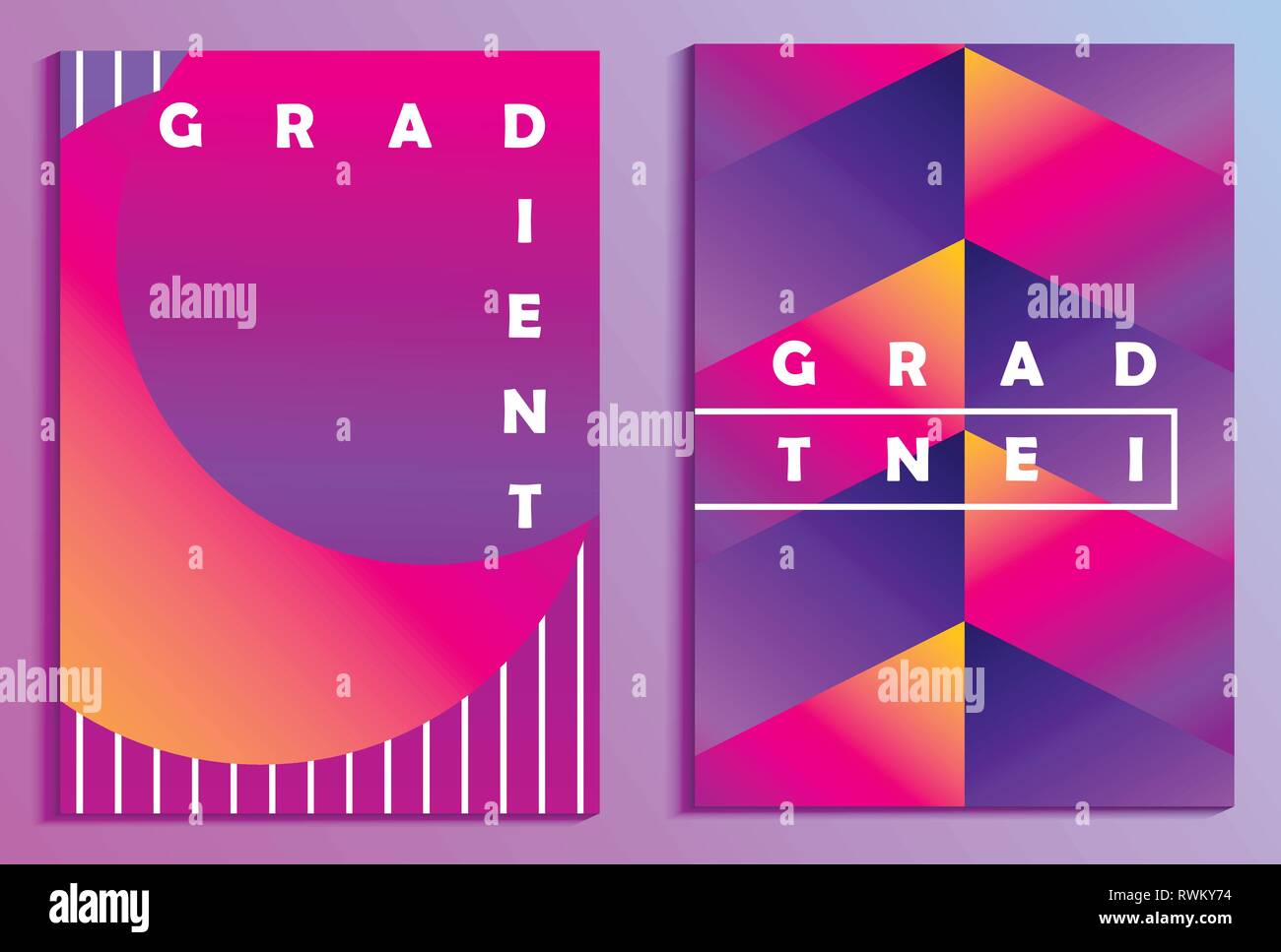 Bunte Farbverläufe Poster Set. Synthwave, futurismus Hintergrund. Retrowave. Vector Illustration Stock Vektor