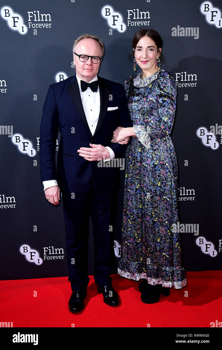 Jason Watkins und Clara Francis an der BFI Vorsitzender Abendessen im Der Rosewood Hotel, London statt. Stockfoto