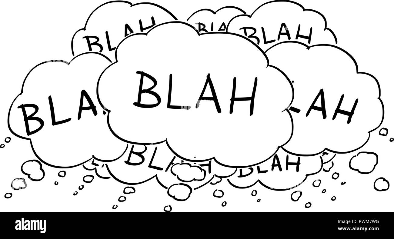 Cartoon Zeichnen von Text oder Sprechblasen oder Luftballons sagen Bla Stock Vektor