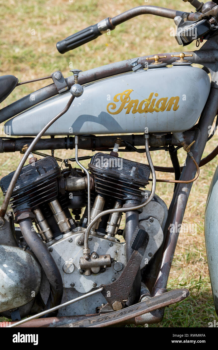 1928 Indische 101 Scout Motorrad. Classic American Motorcycle Stockfoto