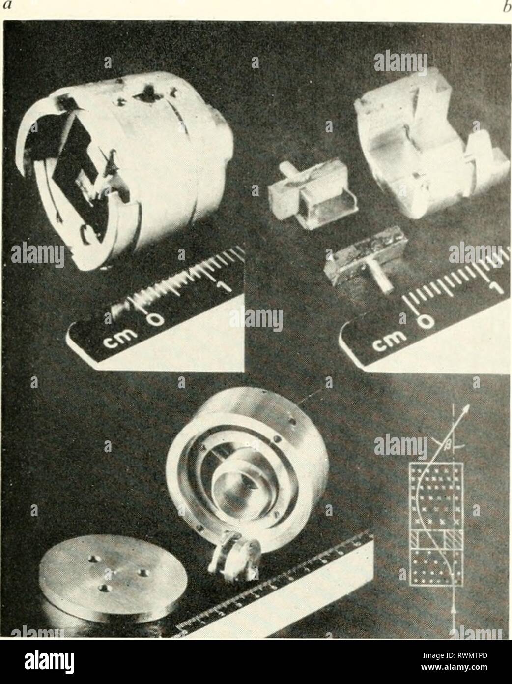 Elektronenmikroskopie; Verfahren der Elektronenmikroskopie; Verfahren der Konferenz von Stockholm, September, 1956 electronmicrosco 00 Euro Jahr: 1957 Magnetostatische Linsenanordnungen mil Dwchanischen Regelglicdern 17 Abb. 5. Reflexion Einheiten mit kleinen Dauermagneten. ^ = 2 mo U*BAz) Dz. Hier ist c die Ladung eines Elektrons,/?/" seine Masse, Bx die Komponente der Induktion senkrecht zu der Ebene, die der Bewegung. - Maßnahmen, die in die erste Richtung, das Feld erstreckt sich zwischen, r und r,. Abb. 5d zeigt das Prinzip einer Ablenkeinheit arbeiten mit kleinen flachen AiniCo-magnete. Abb. 5 Eine Show Stockfoto Elektronenmikroskopie; Verfahren der Elektronenmikroskopie; Verfahren der Konferenz von Stockholm, September, 1956 electronmicrosco 00 Euro Jahr: 1957 Magnetostatische Linsenanordnungen mil Dwchanischen Regelglicdern 17 Abb. 5. Reflexion Einheiten mit kleinen Dauermagneten. ^ = 2 mo U*BAz) Dz. Hier ist c die Ladung eines Elektrons,/?/" seine Masse, Bx die Komponente der Induktion senkrecht zu der Ebene, die der Bewegung. - Maßnahmen, die in die erste Richtung, das Feld erstreckt sich zwischen, r und r,. Abb. 5d zeigt das Prinzip einer Ablenkeinheit arbeiten mit kleinen flachen AiniCo-magnete. Abb. 5 Eine Show Stockfoto