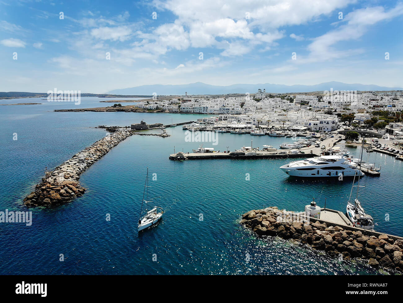 Reisen Griechenland: malerische Dorf Naoussa, Paros, Kykladen, Griechenland Stockfoto