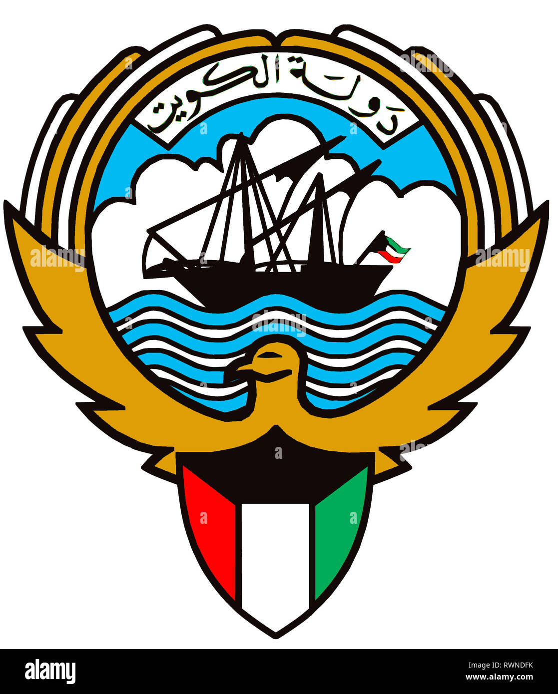 Wappen des Staates Kuwait. Stockfoto