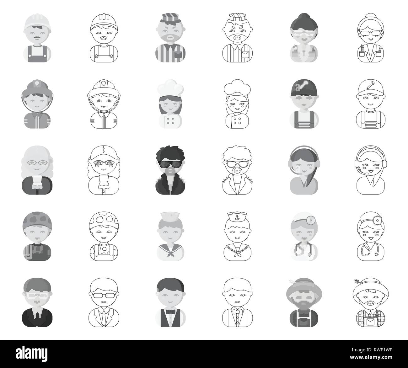 Aussehen, Kunst, Builder, Business, Koch, Sammlung, Herd, Design, verschiedene, Arzt, Landwirt, Feuerwehrmann, grau, Icon, Illustration, Bild, isoliert, Richter, Logo, Mann, Mechaniker, monochrom, Outline, Menschen, Polizist, Gefangener, Beruf, Beruf, rock, sailor, Wissenschaftler, Satz, Zeichen, Soldat, Specialist, Spezialität, Stern, Support, Symbol, Vector, Kellner, Web, Frau, Arbeit, Arbeitnehmer, Vektor, Vektoren, Stock Vektor