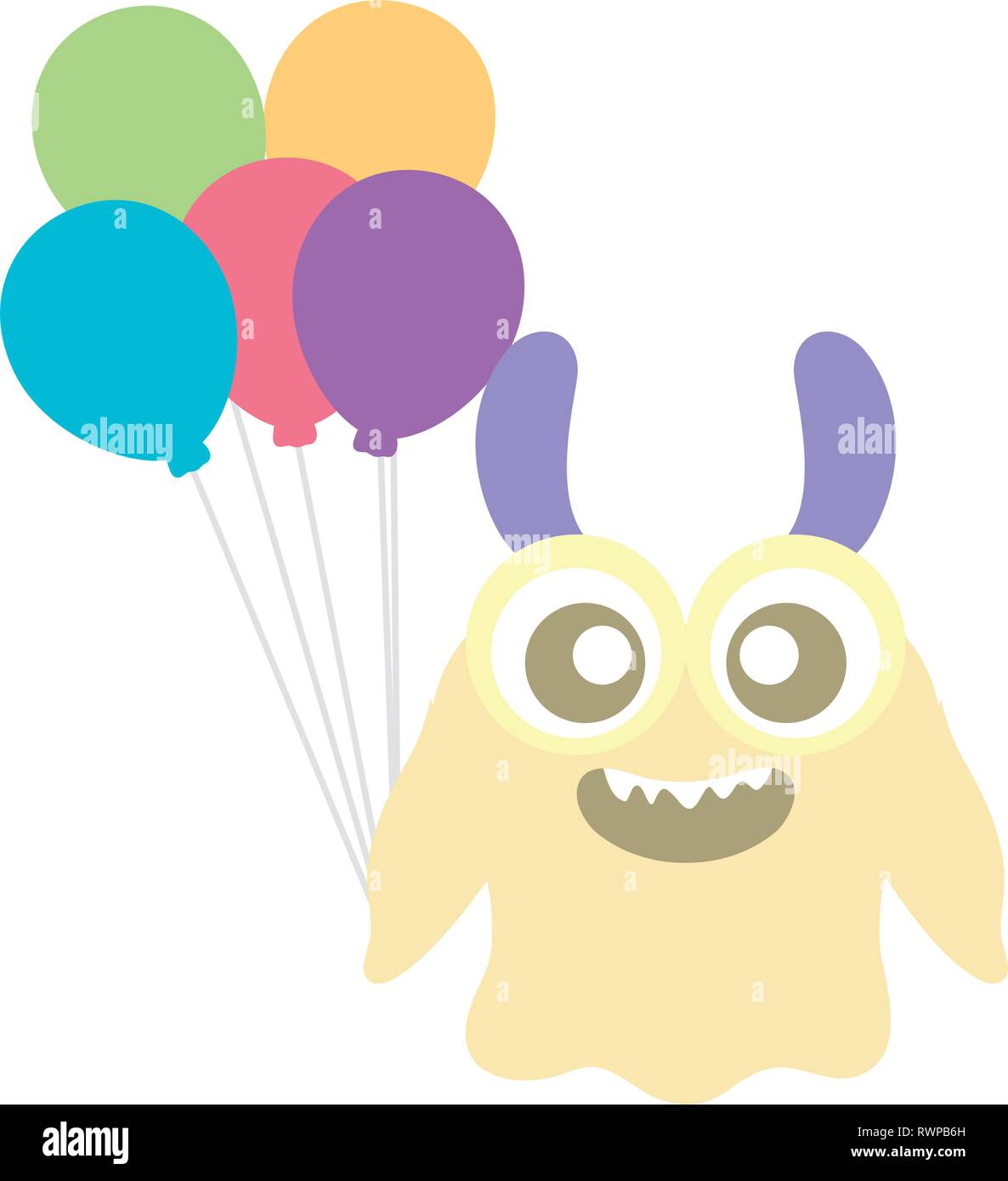 Crazy Monster mit Ballons helium Charakter Vector Illustration Design Stock Vektor