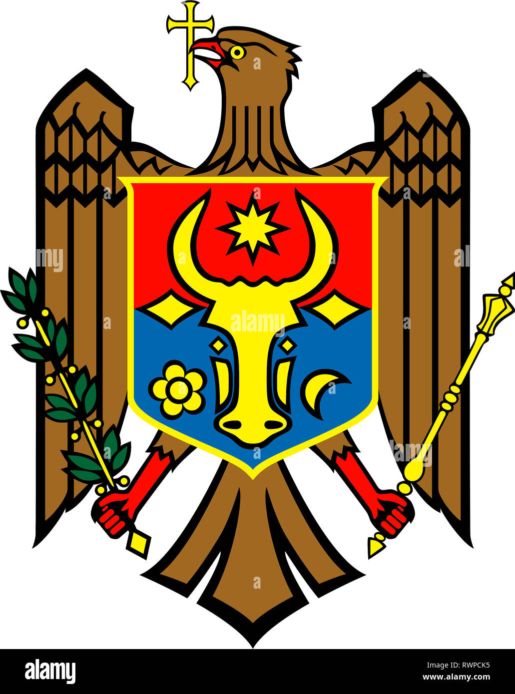 Staatswappen der Republik Moldau. Stockfoto