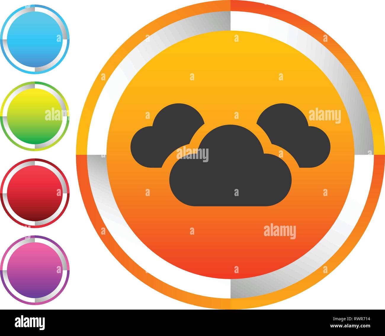 Symbol mit 3 Wolken für Dampf, Wetter, Feuchtigkeit Themen Stock Vektor