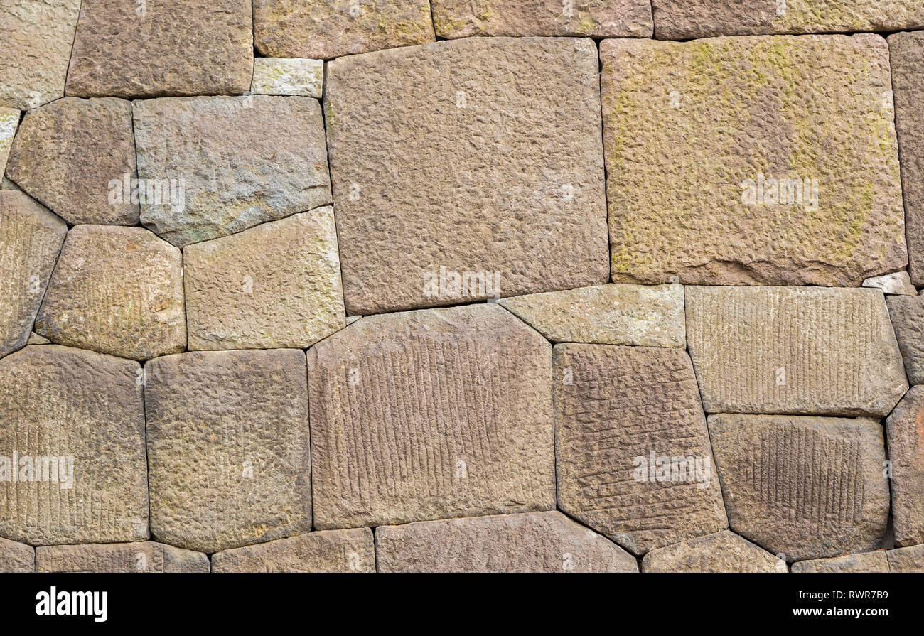 Alte japanische stein Wand aus Felsen im Hintergrund Stockfoto