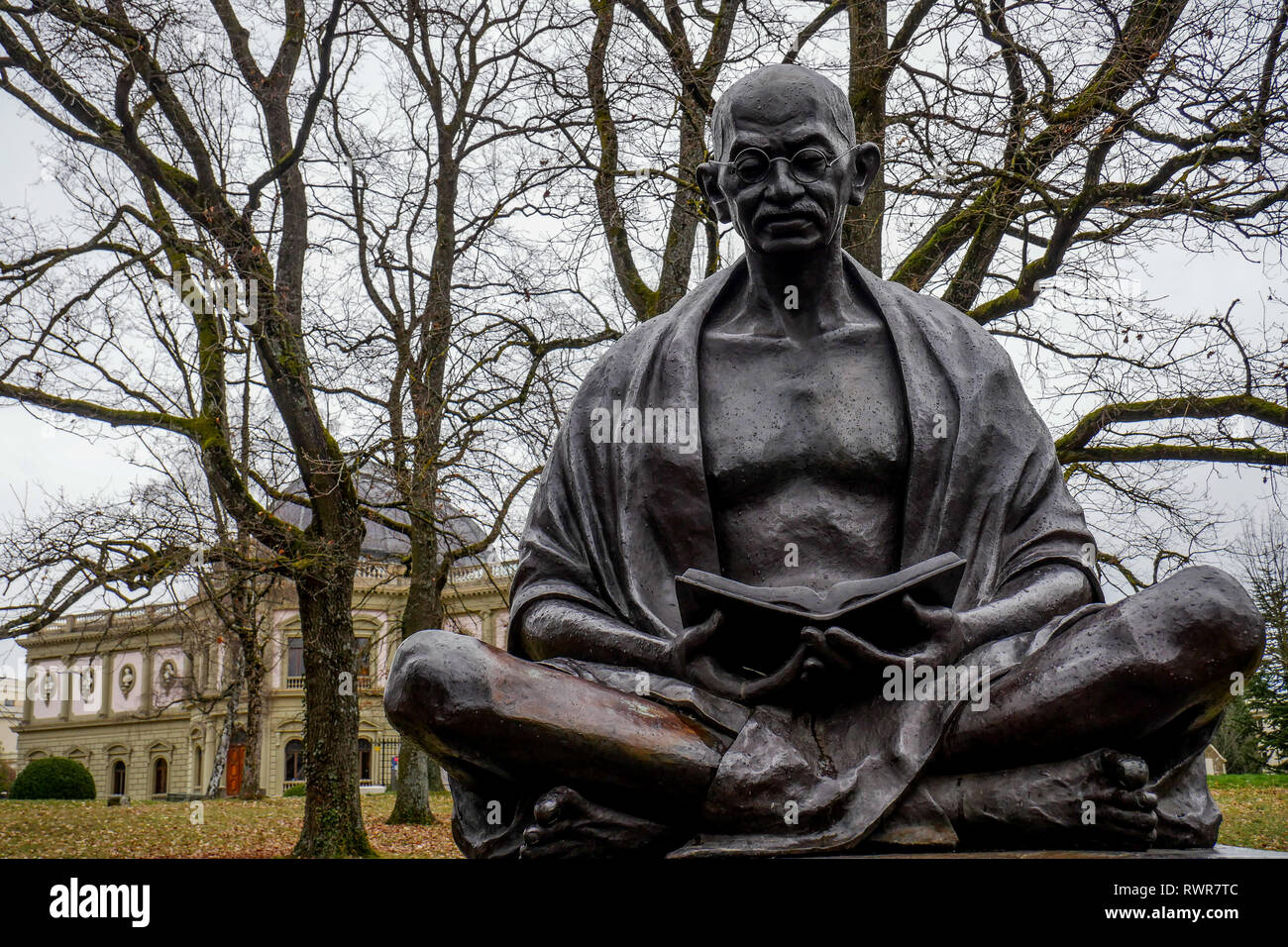Statue von Gandhi, Genf, Schweiz Stockfoto
