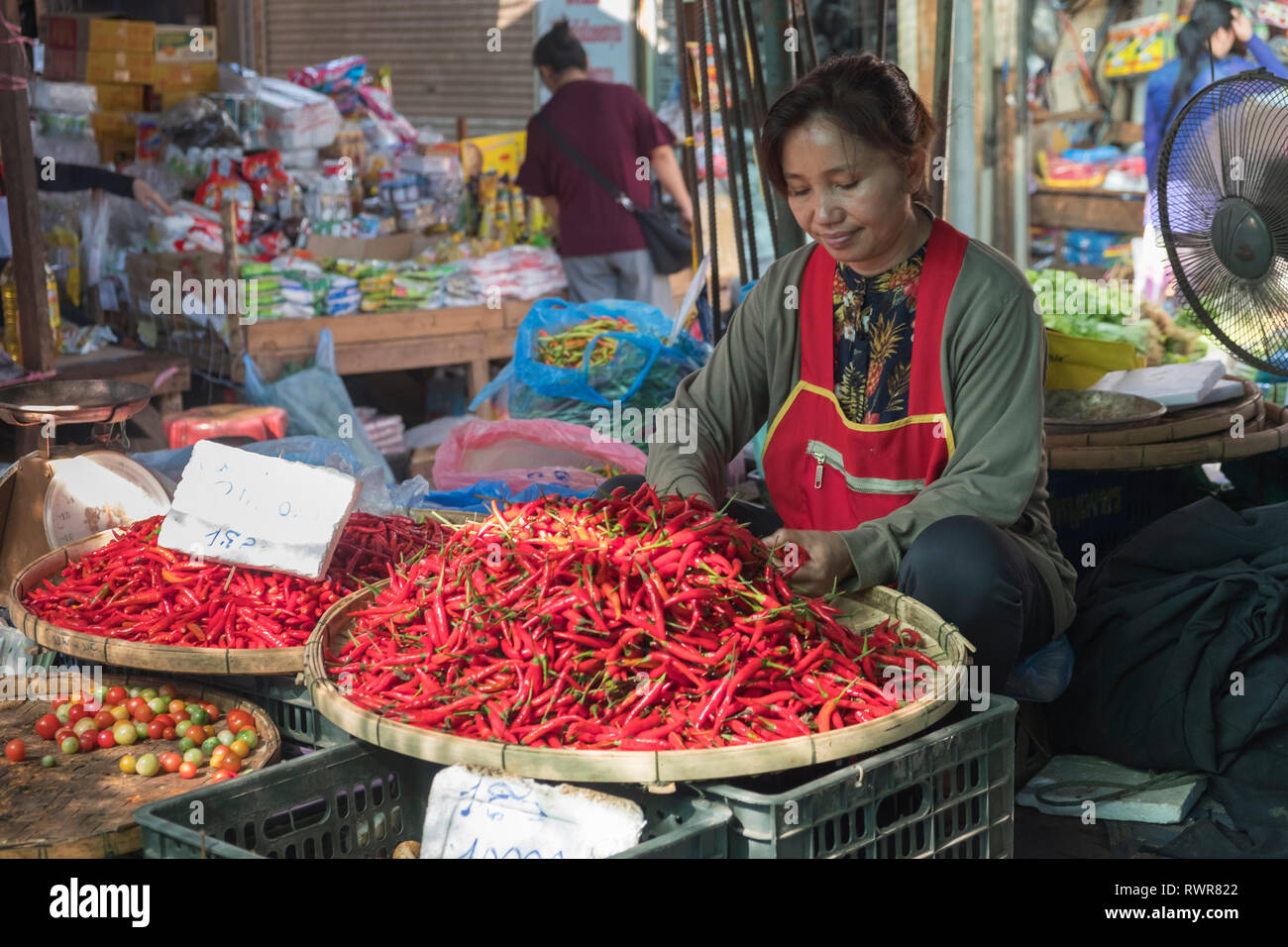 Talat Sao Morgen Markt Vientiane Laos Stockfoto