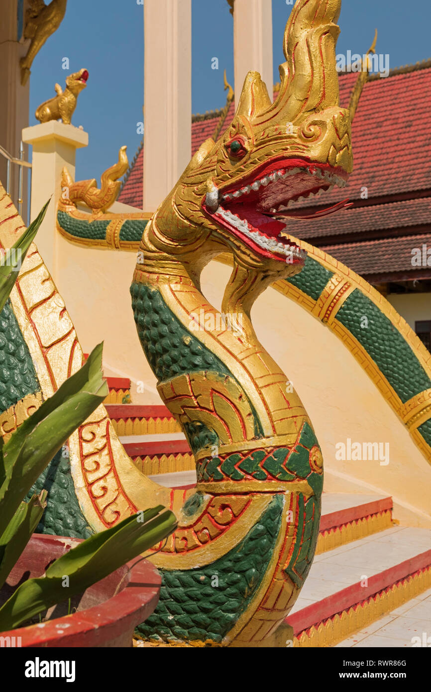 Phaya Naga dragon Sithan Neua Tempel Vientiane Laos Stockfoto