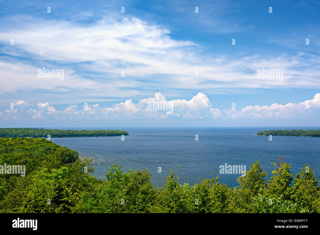 Blick vom Aussichtspunkt im Penninsula State Park in Door County, Wisconsin Stockfoto