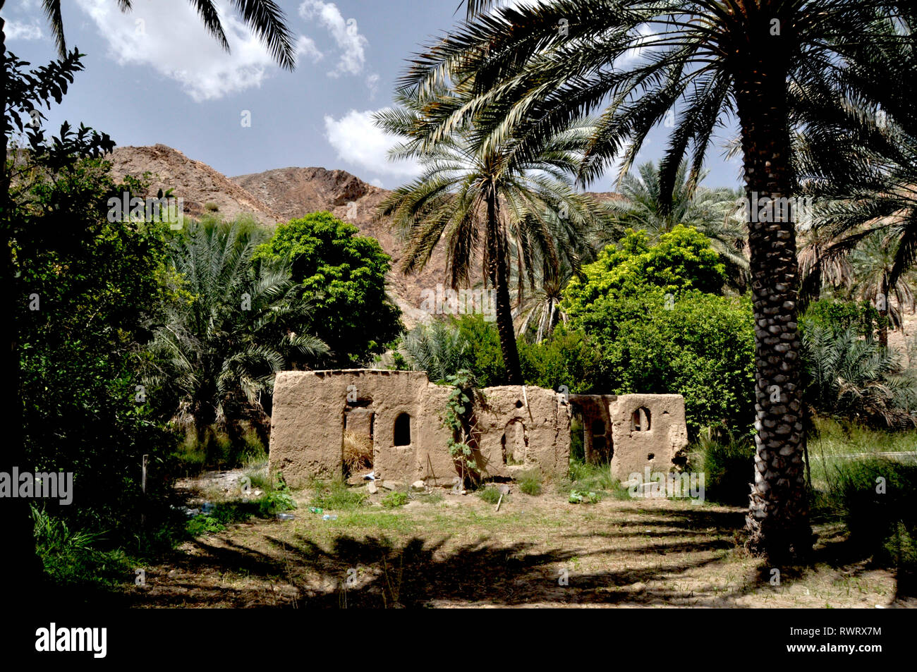 Abgebrochene Oasis Village Oman Stockfoto