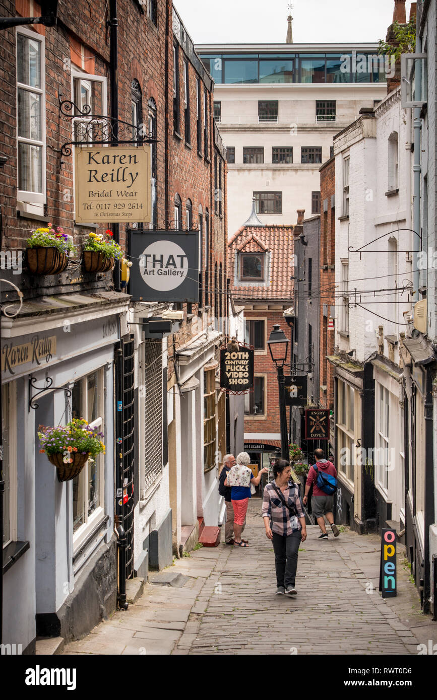 Street Scene von Weihnachten Schritte, Bristol, Großbritannien Stockfoto