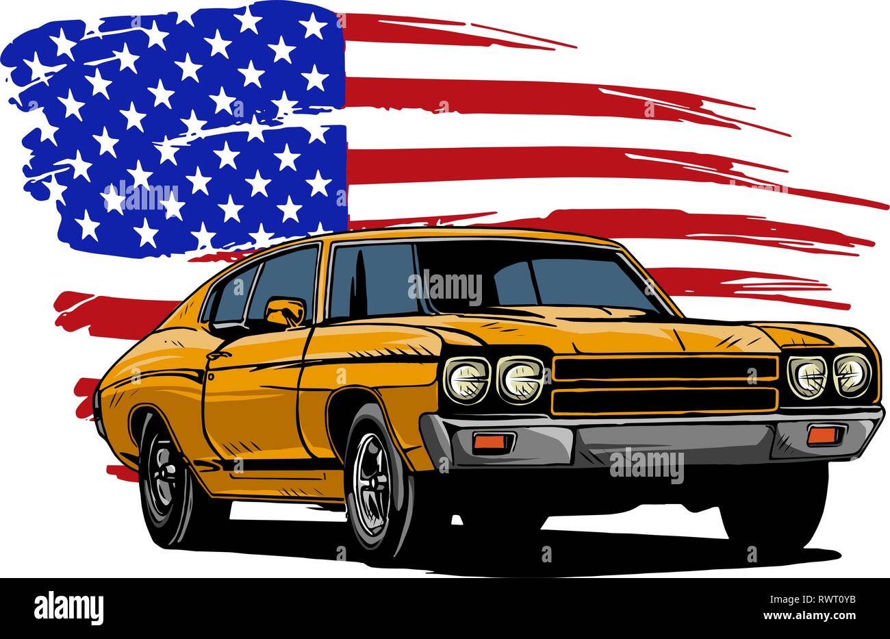 Vektor Grafik Design Illustration eines amerikanischen Muscle Car Stock Vektor