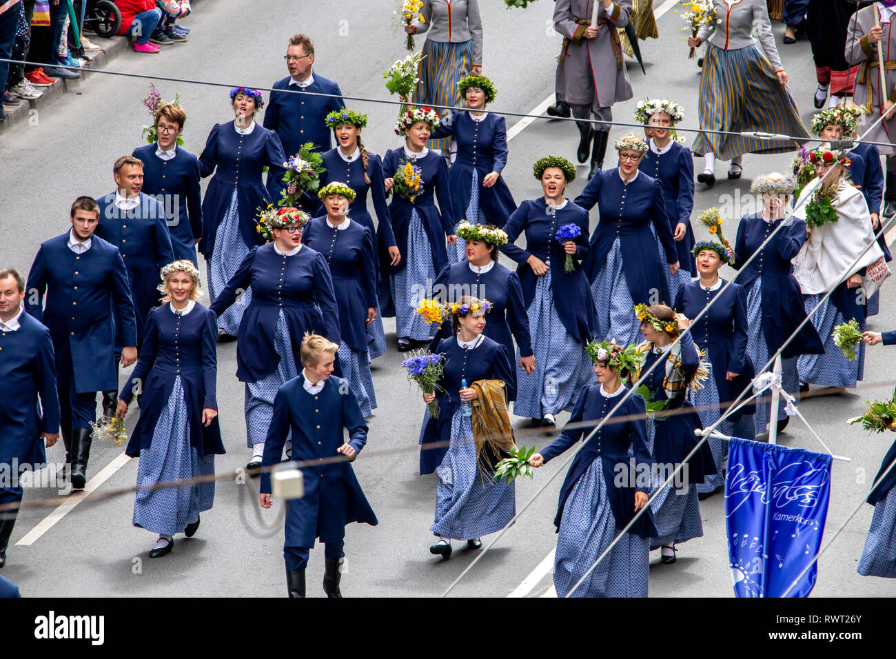 XXVI lettischen Lied und XVI Dance Festival 2018 in Lettland, vom 30. Juni bis 8. Juli. Die lettischen Lied und Tanz Festival ist eines der größten Bewunderer cho Stockfoto