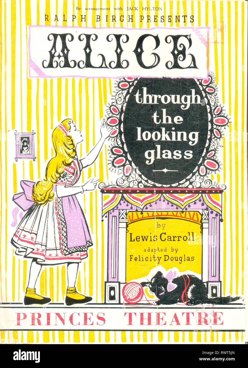Programm für Alice Through the Looking Glass von Lewis Carroll durchgeführt im Princes Theatre, London 1954 Stockfoto