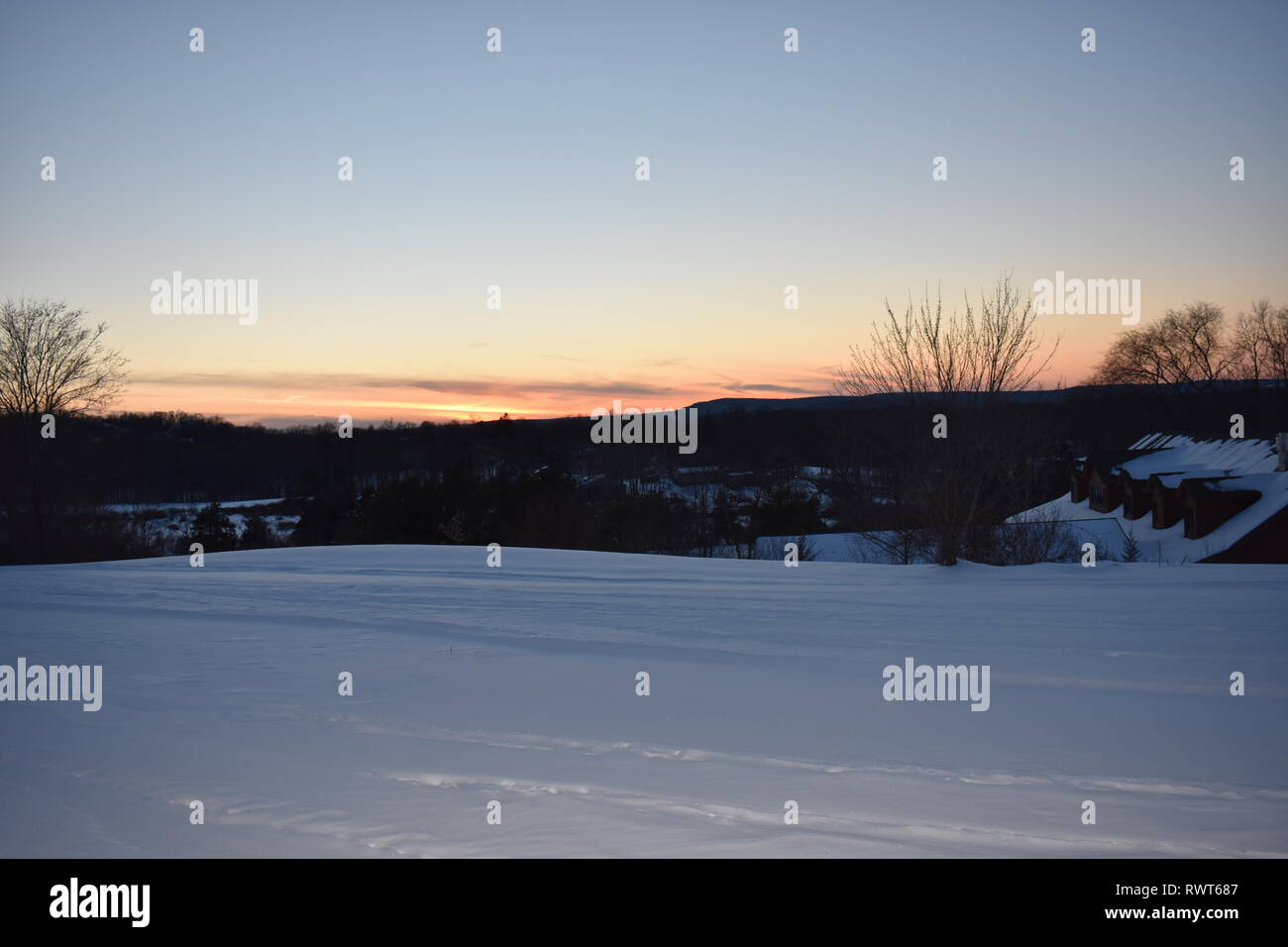 Verschneiten Nacht Stockfoto