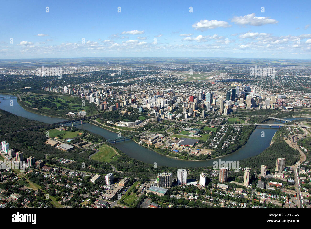 Antenne, North Saskatchewan River, Edmonton, Alberta Stockfoto