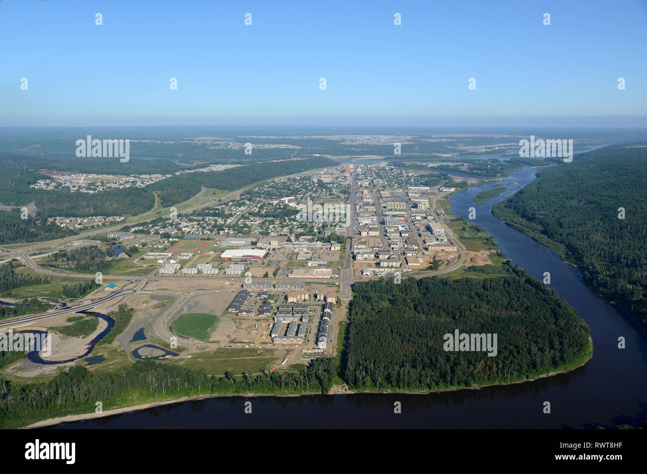 Antenne, Clearwater River, Fort McMurray, Alberta Stockfoto