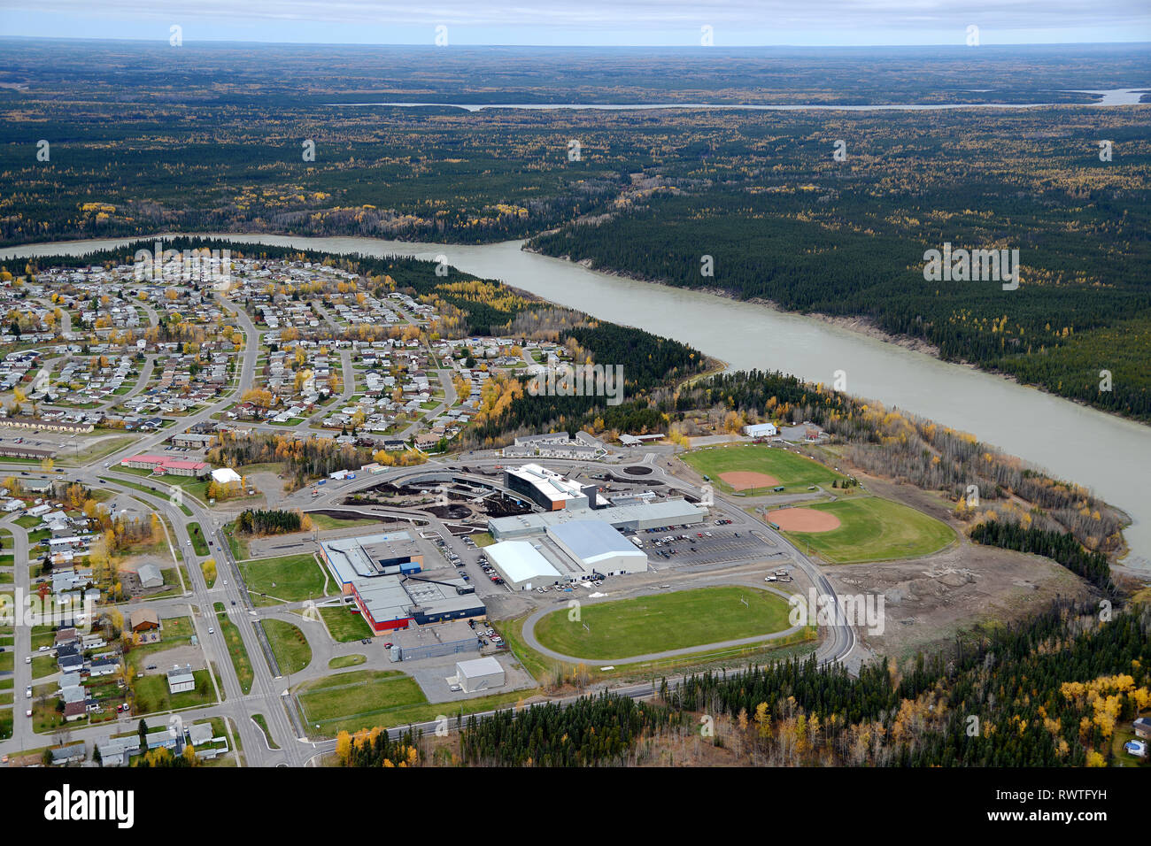 Antenne, University College des Nordens, Thompson, Manitoba Stockfoto