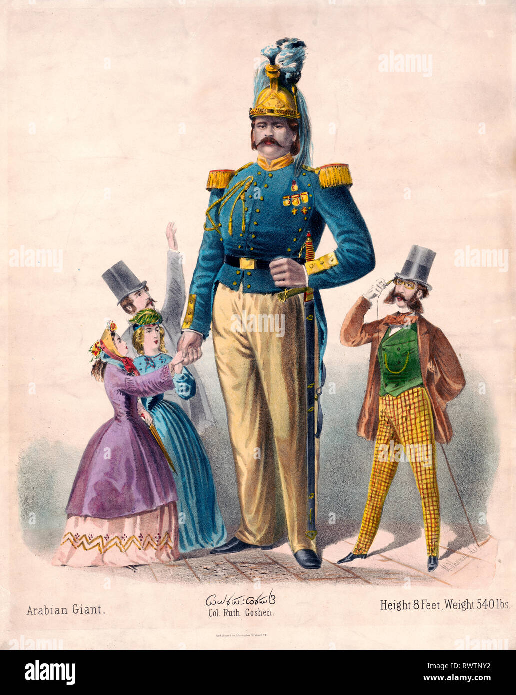 Oberst Routh Goshen drucken ca 1889 oder früher - damals angeblich Der höchste Mann der Welt zu sein, aber es ist zweifelhaft, er 8 Fuß hoch war. Einige Historiker behaupten, er sei nicht mehr als 7 Fuß 5 Zoll hoch war Stockfoto