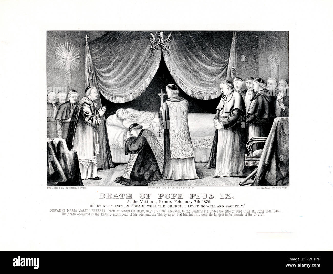 Tod von Papst Pius IX.: Im Vatikan, Rom, 7. Februar 1878 Stockfoto