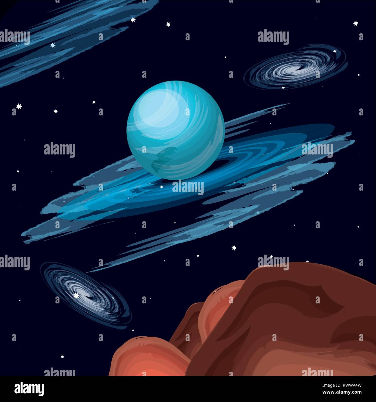 Raum mit Venus Planet Universum Szene Vector Illustration Design Stock Vektor