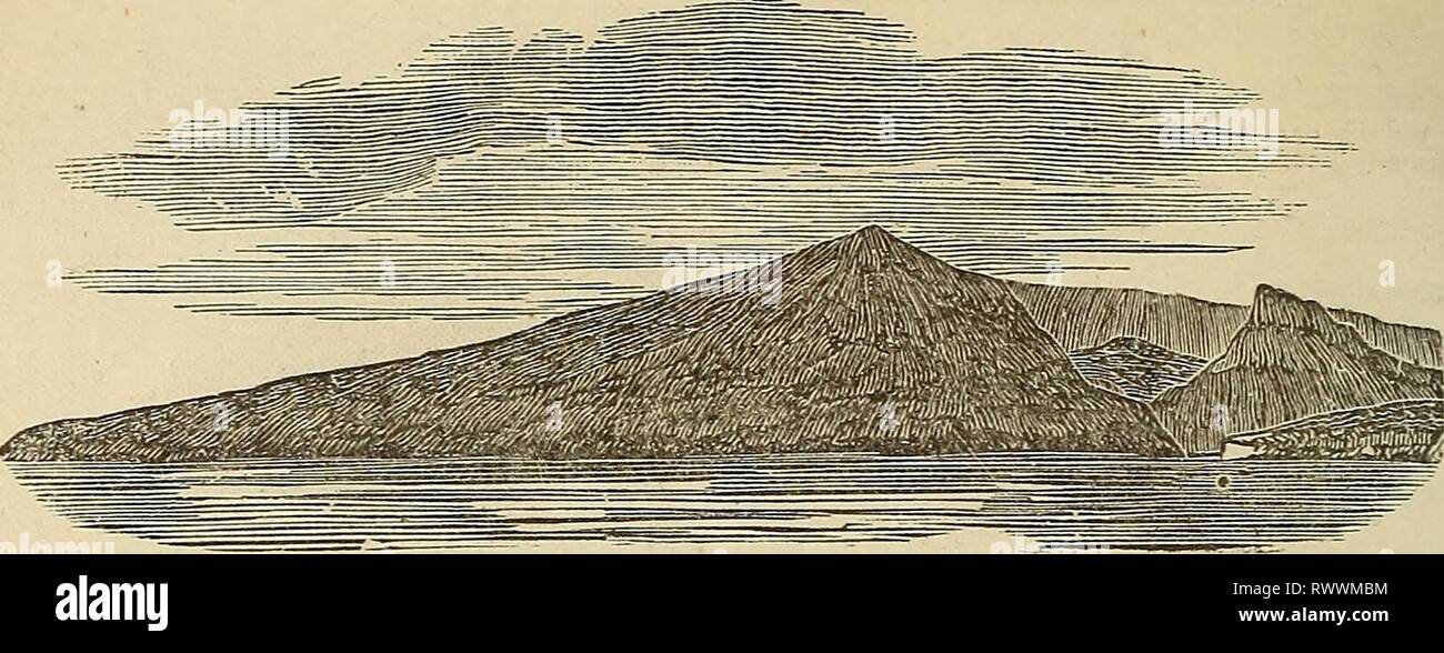 Elemente der Geologie oder die Elemente der Geologie, oder, Die alten Änderungen der Erde und seiner Bewohner als durch geologische Denkmäler elementsofgeolog 00 lyel Jahr dargestellt: 1868 630 INSEL PALMA. Abb. 697. [Oh. XXIX. Blick auf die Insel von Palma, und der Eingang in die zentralen Hohlraum oder Caldera. Von Buchs "Kanarische Inseln". Die im Anhang Abschnitt (Abb. 698) fließt durch die Insel von Santa Cruz de Palina zu Briera Punkt, oder von Südosten nach Nordwesten (siehe Karte, S. 628). Es wurde auf einer wahren Ausmaß der Höhen und horizontale Abstände aus den Beobachtungen von Herrn Hart gezeichnet Stockfoto