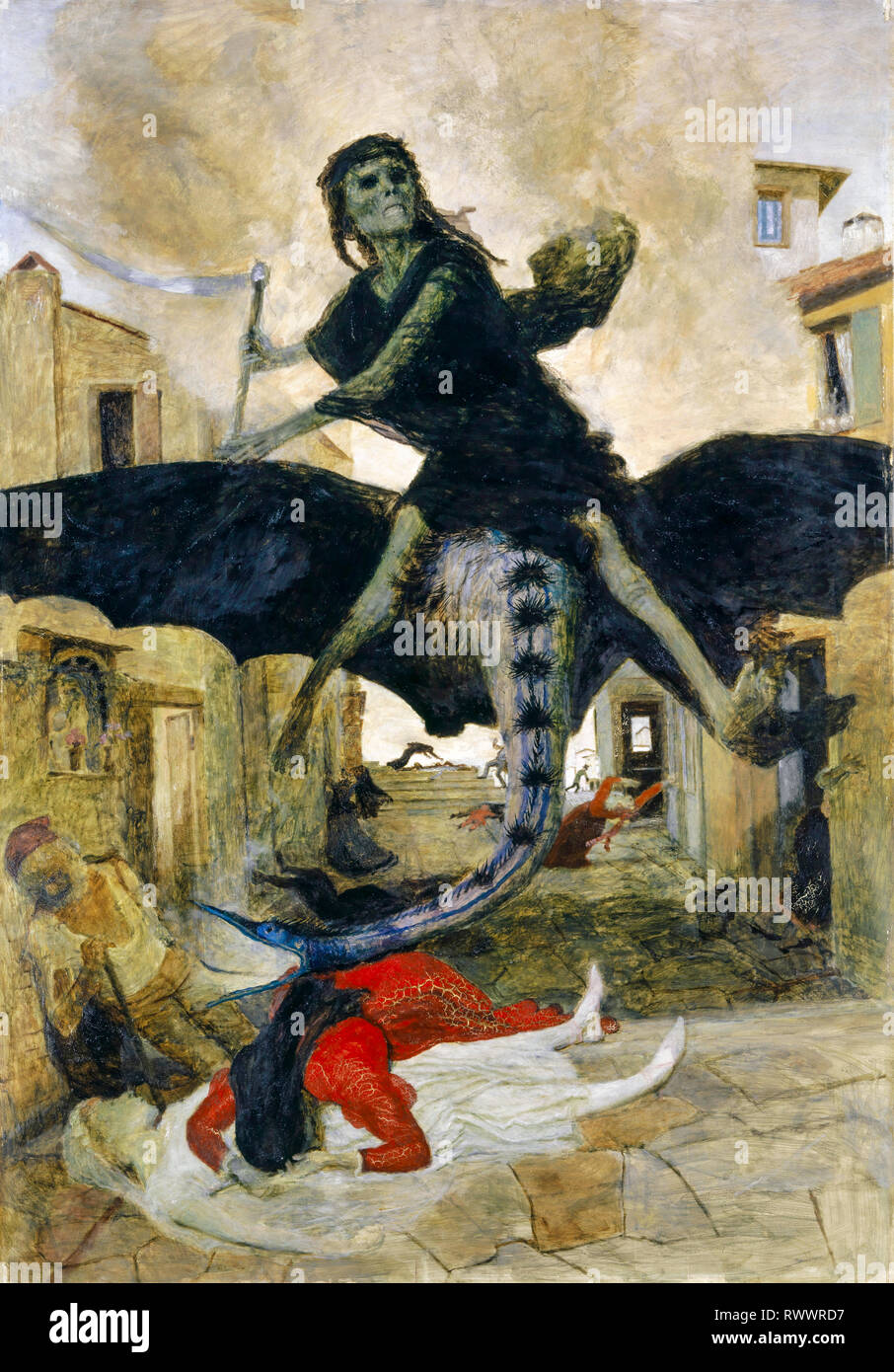 Die Pest, der Schwarze Tod 1898, Gemälde von Arnold Bocklin Stockfoto