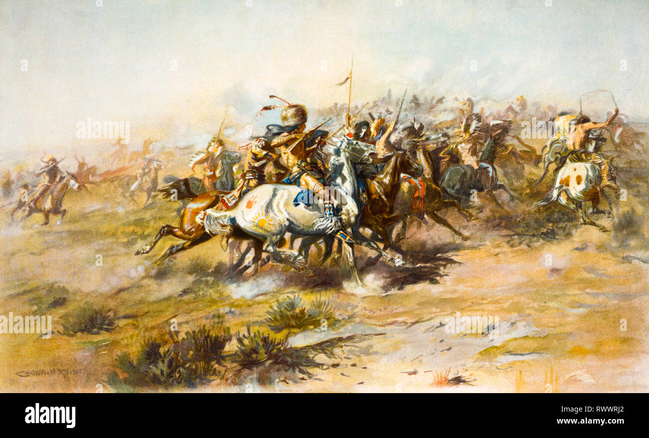 Die custer Kampf 1903, Schlacht am Little Big Horn von der indischen Seite Stockfoto