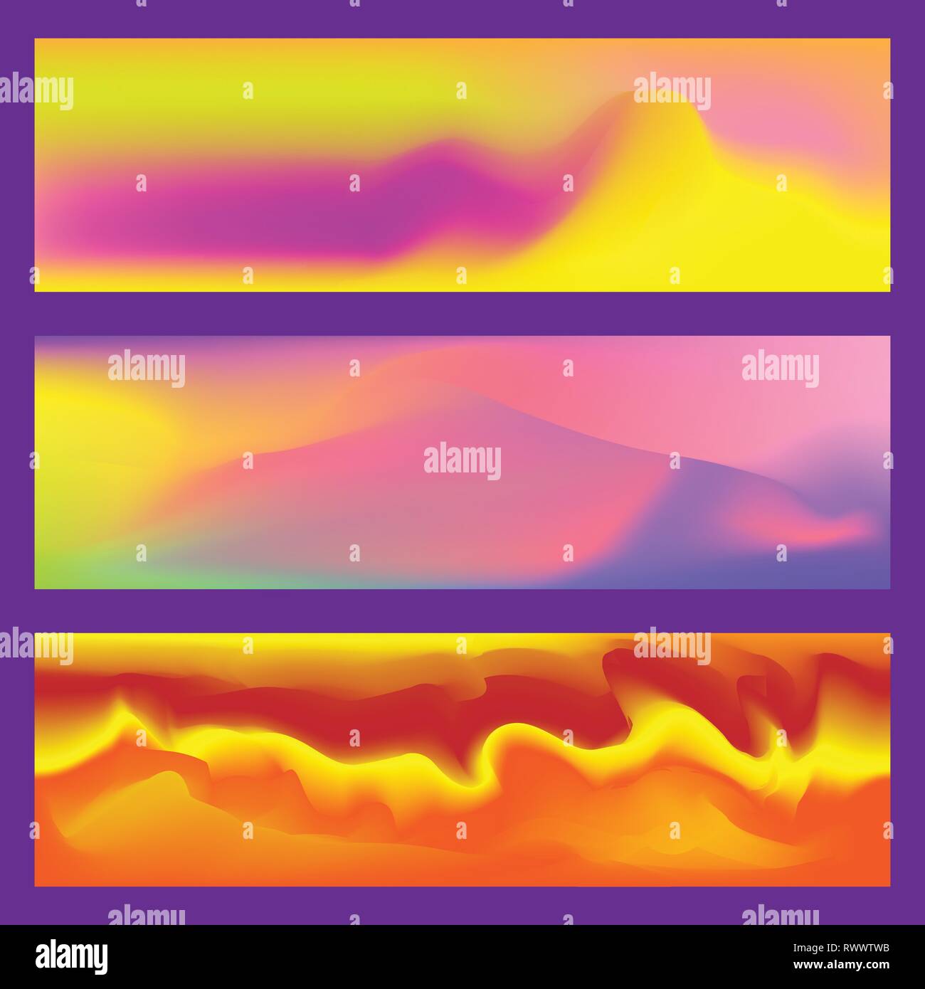 Abstrakte fluid 3d-formen Vektor trendy flüssigen Farben Banner gesetzt. Grafik Berg Zusammensetzung Abbildung. Moderne vector Template für Broschüre Stock Vektor