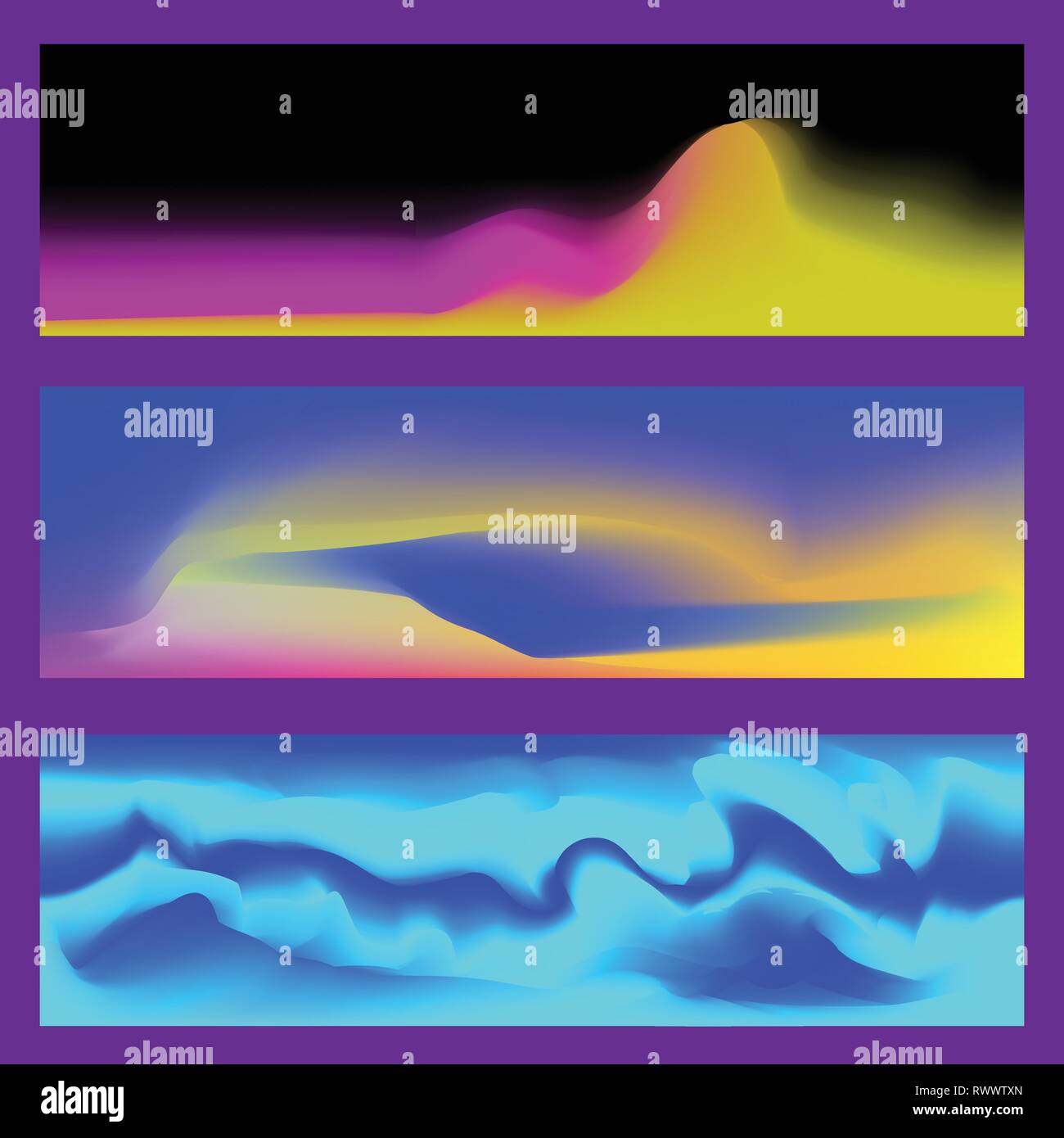 Abstrakte fluid 3d-formen Vektor trendy flüssigen Farben Banner gesetzt. Grafik Berg Zusammensetzung Abbildung. Moderne vector Template für Broschüre Stock Vektor
