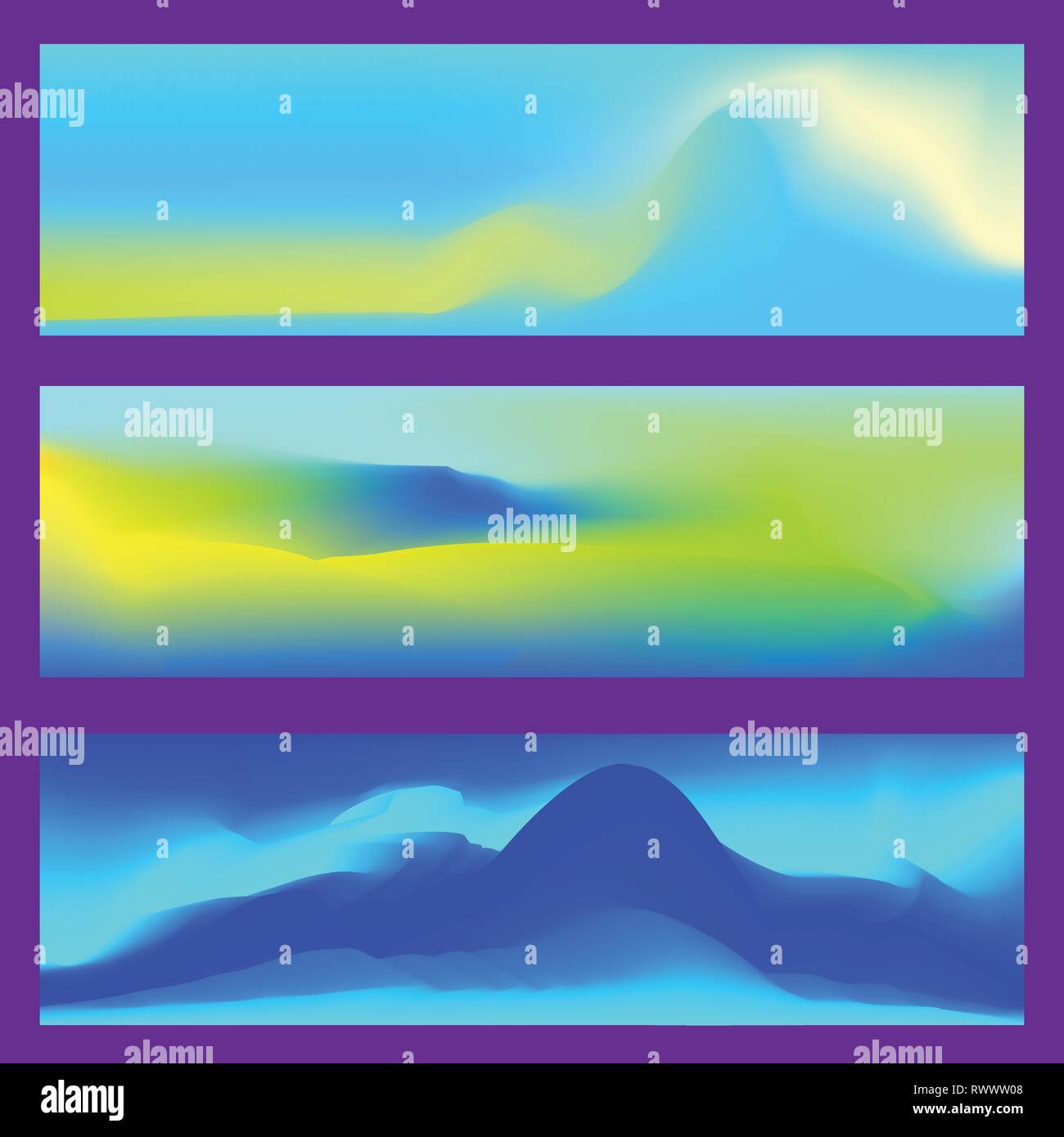 Abstrakte fluid 3d-formen Vektor trendy flüssigen Farben Banner gesetzt. Grafik Berg Zusammensetzung Abbildung. Moderne vector Template für Broschüre Stock Vektor