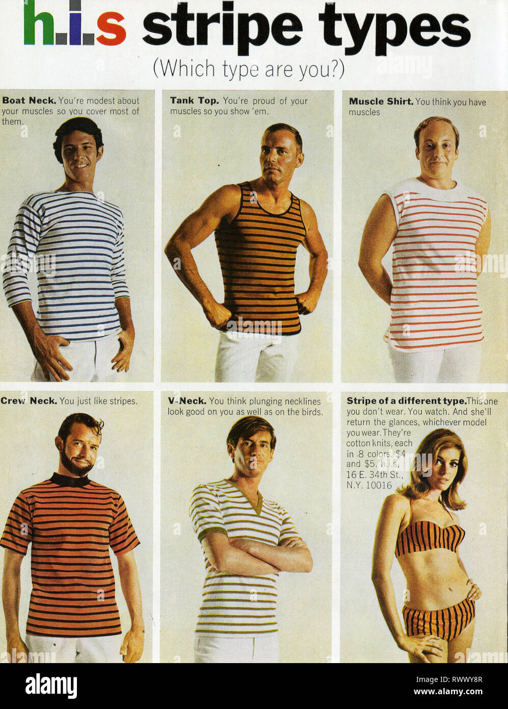 1960er USA seine Streifen Magazin Anzeige Stockfoto