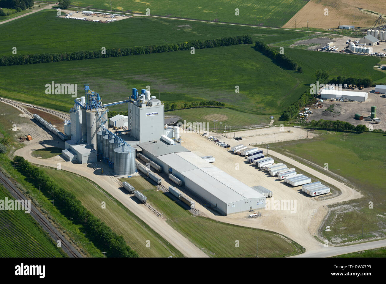 Antenne, Richardson Internationale Getreide Terminal Portage La Prairie, Manitoba Stockfoto