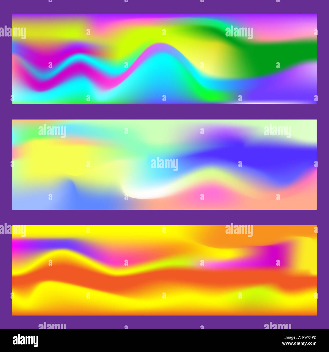 Abstrakte fluid 3D-Formen trendy flüssigen Farben Banner gesetzt. Grafik Berg Zusammensetzung Abbildung. Moderne Vorlage für Broschüre, Faltblatt, Flyer Stockfoto