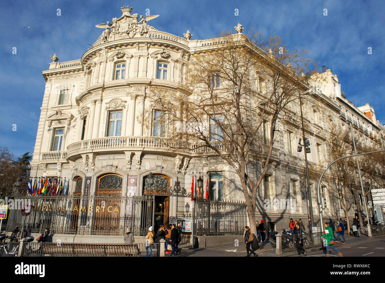 Das Neo Barock Palácio de Linares oder Casa de América Kulturzentrum, das lateinamerikanische Kunst Madrid Spanien präsentiert Stockfoto