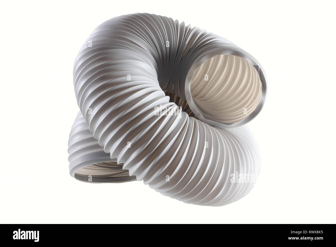 Die Leitung der Klimaanlage auf weißem Hintergrund Stockfoto