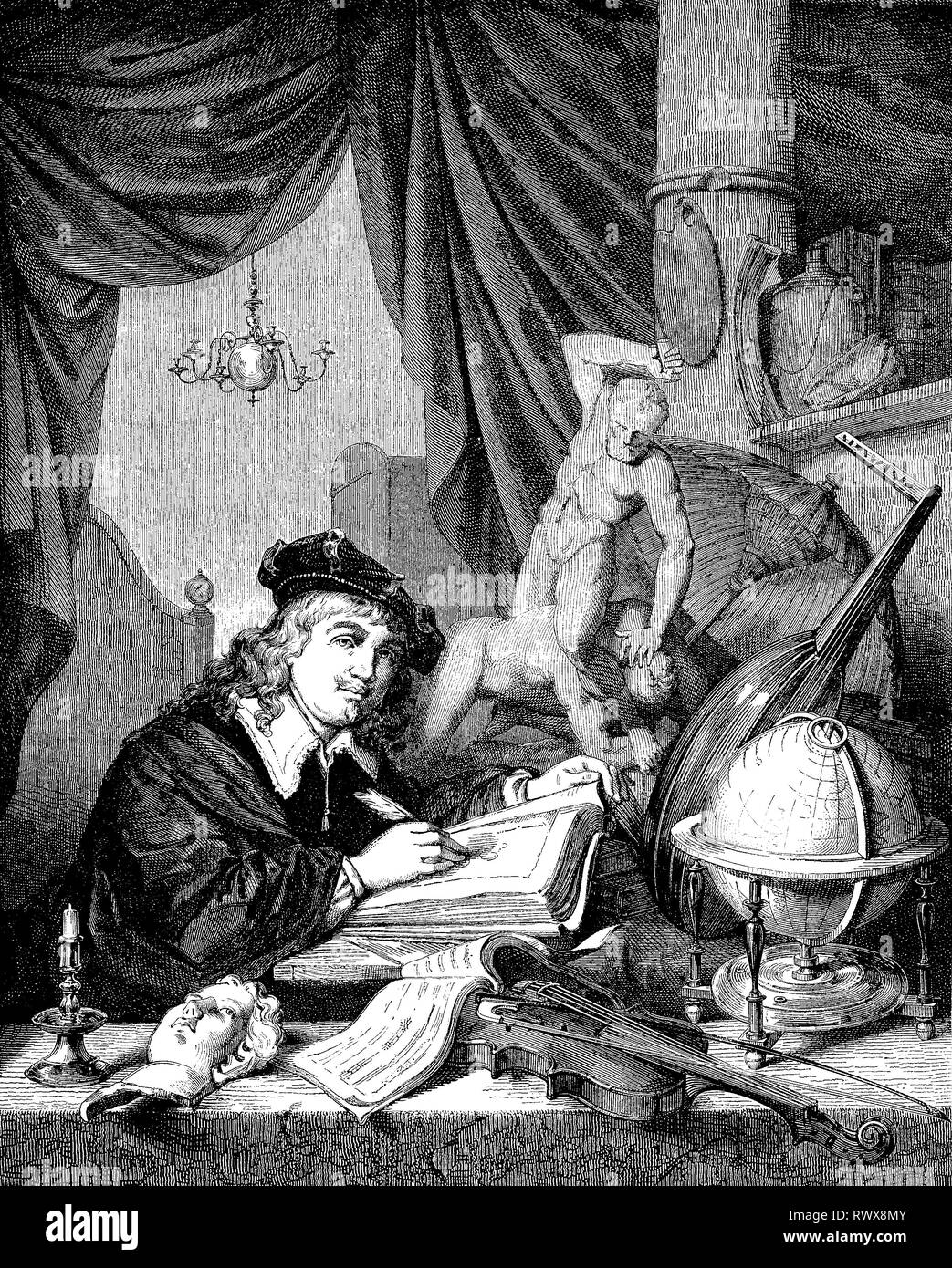 Gerard Dou, Gerard Douw, Gerrit Dou, geboren 1613, gestorben 1675, niederlÃ¤ndischer Maler des Barocks/Gerrit Dou, geboren 1613, gestorben 1675, auch als Gerard und Douw oder Dow bekannt, war ein Goldenes Zeitalter niederländischer Maler Stockfoto